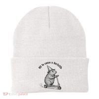Off To Cause A Kerfuffle Capybara Scooter Chaos Beanie thumb 0