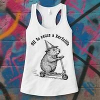 Off To Cause A Kerfuffle Capybara Scooter Chaos Women's Tank Top thumb 3