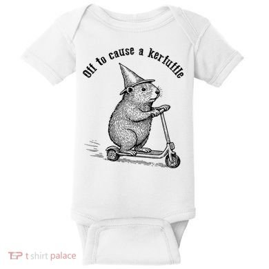 Off To Cause A Kerfuffle Capybara Scooter Chaos Baby Bodysuit