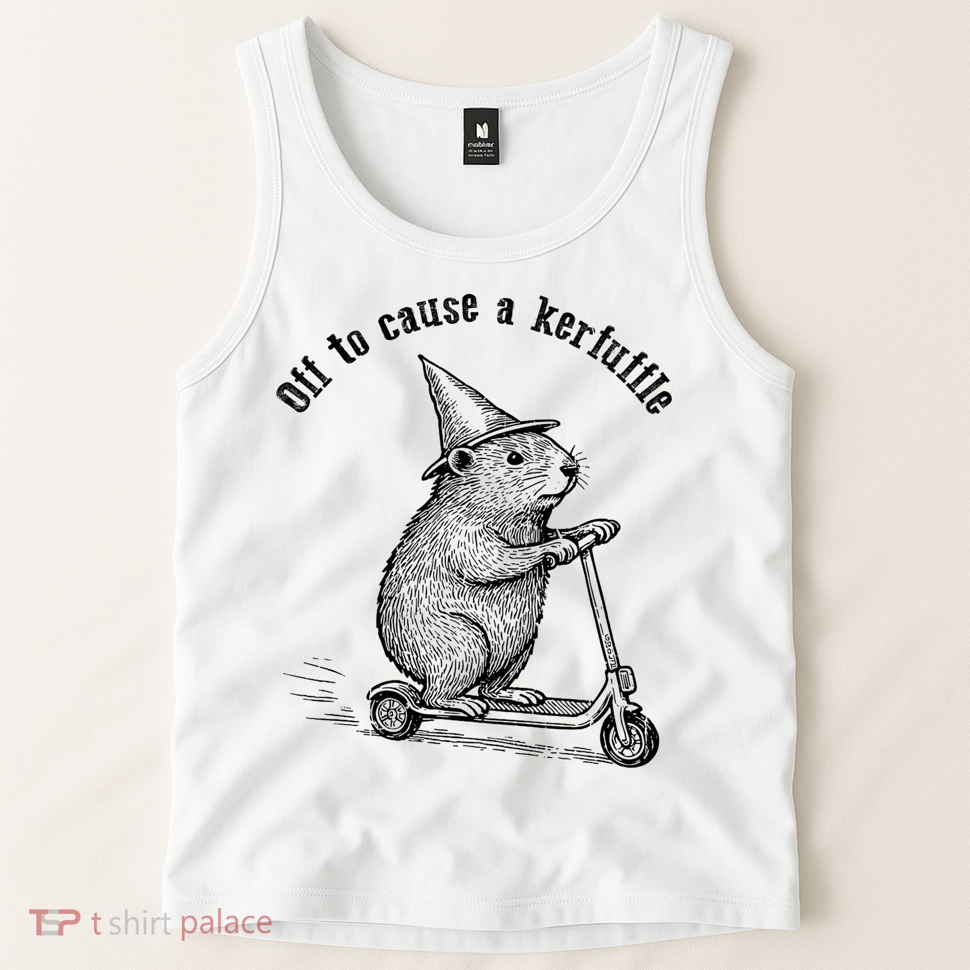 Off To Cause A Kerfuffle Capybara Scooter Chaos Tank Top