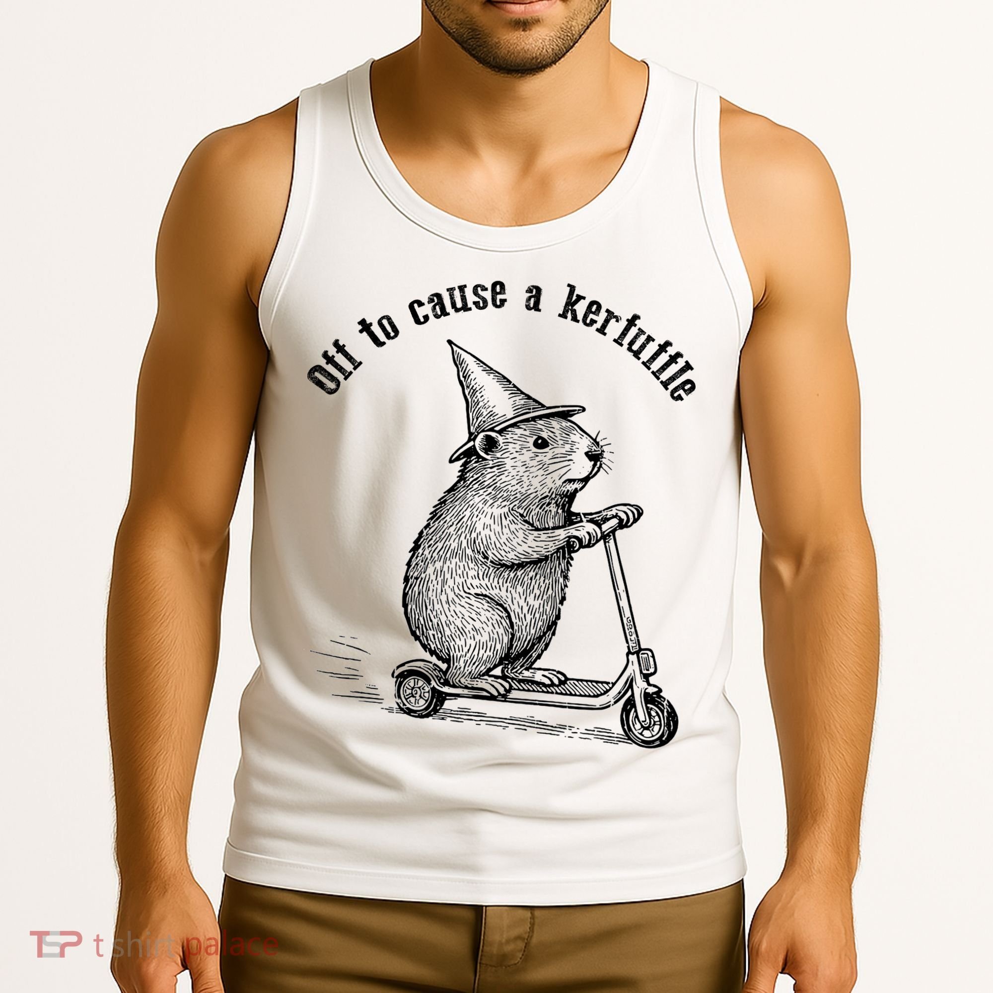 Off To Cause A Kerfuffle Capybara Scooter Chaos Tank Top