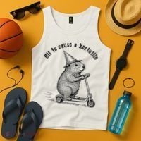 Off To Cause A Kerfuffle Capybara Scooter Chaos Tank Top thumb 4