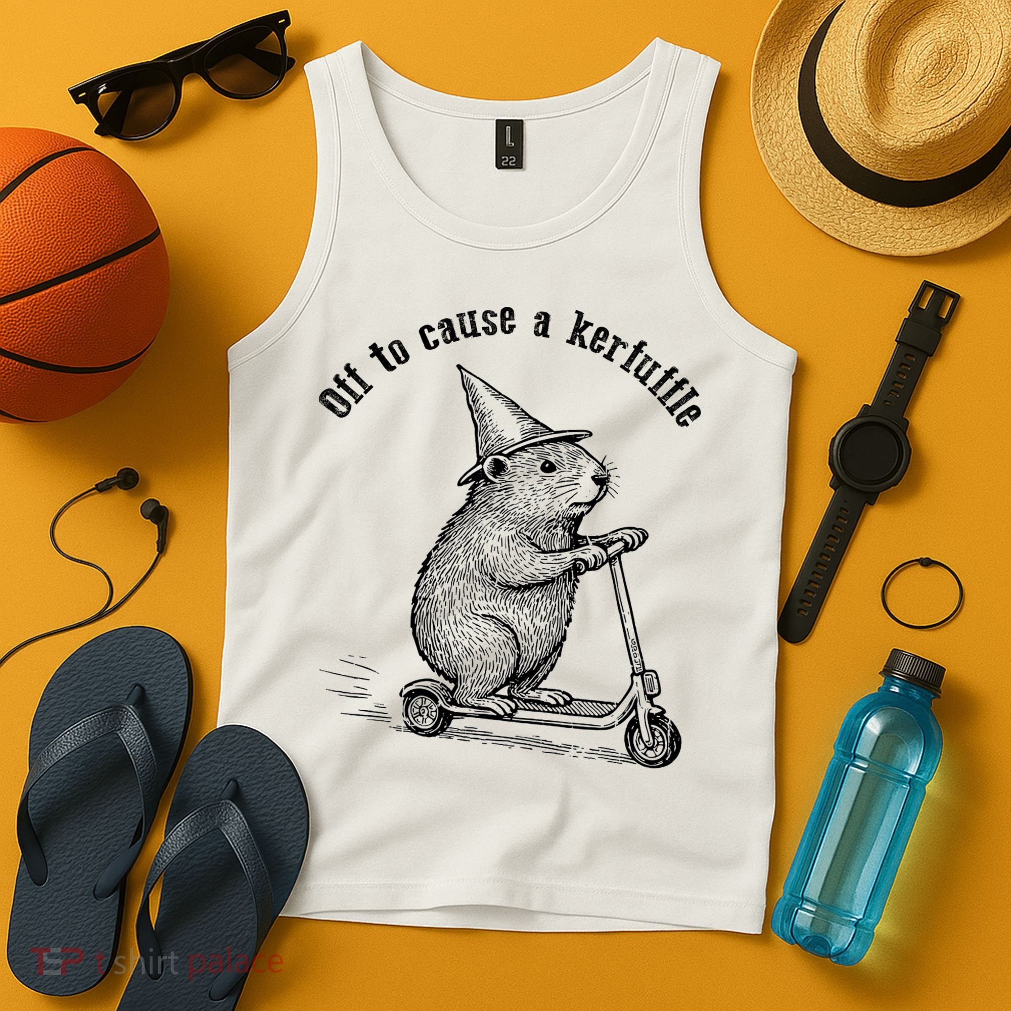 Off To Cause A Kerfuffle Capybara Scooter Chaos Tank Top