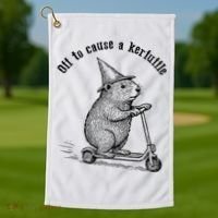 Off To Cause A Kerfuffle Capybara Scooter Chaos Golf Towel thumb 1