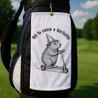 Off To Cause A Kerfuffle Capybara Scooter Chaos Golf Towel thumb 2