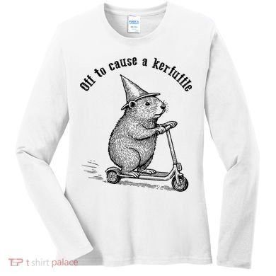 Off To Cause A Kerfuffle Capybara Scooter Chaos Women's Long Sleeve Shirt