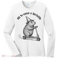 Off To Cause A Kerfuffle Capybara Scooter Chaos Women's Long Sleeve Shirt thumb 0