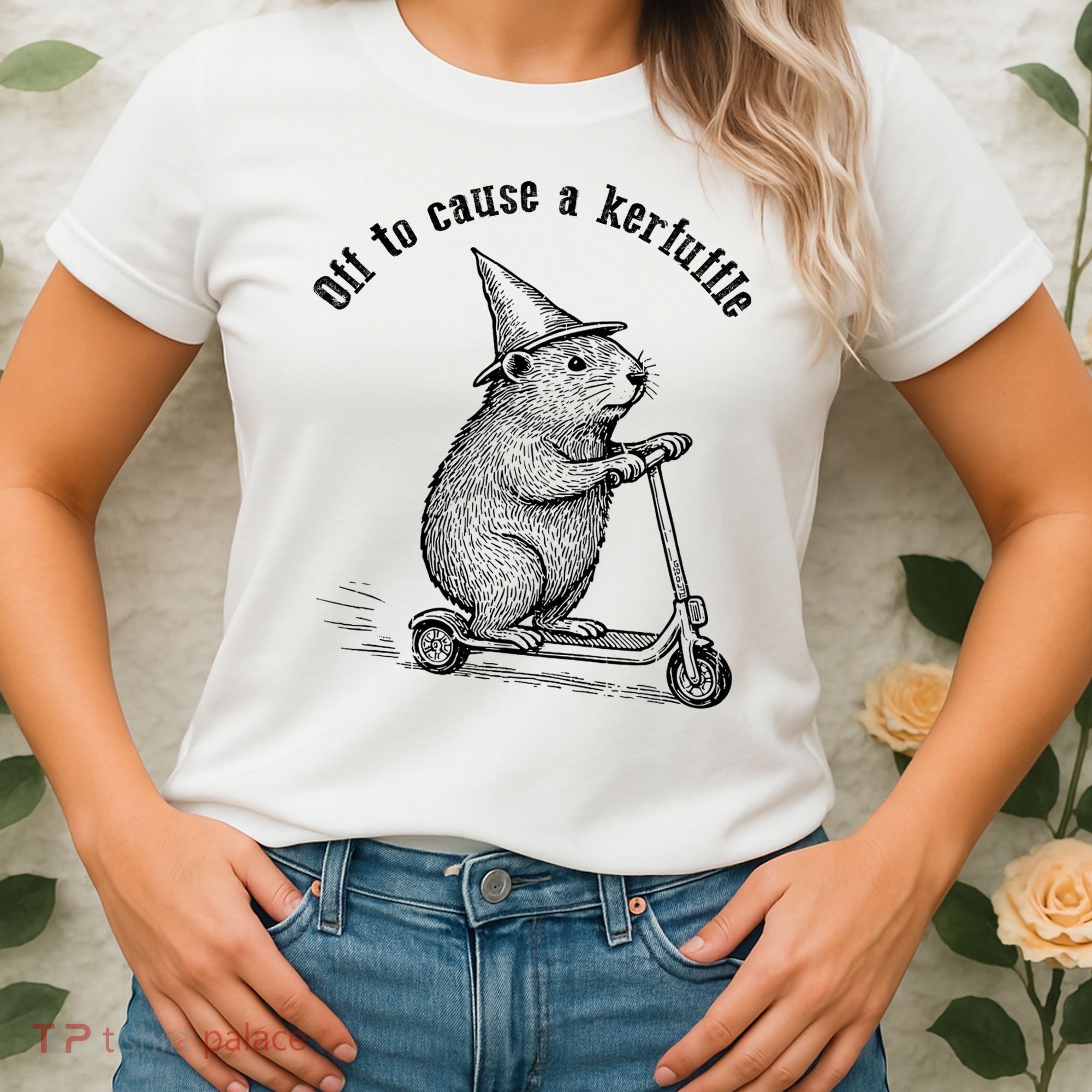 Off To Cause A Kerfuffle Capybara Scooter Chaos Women's T-Shirt
