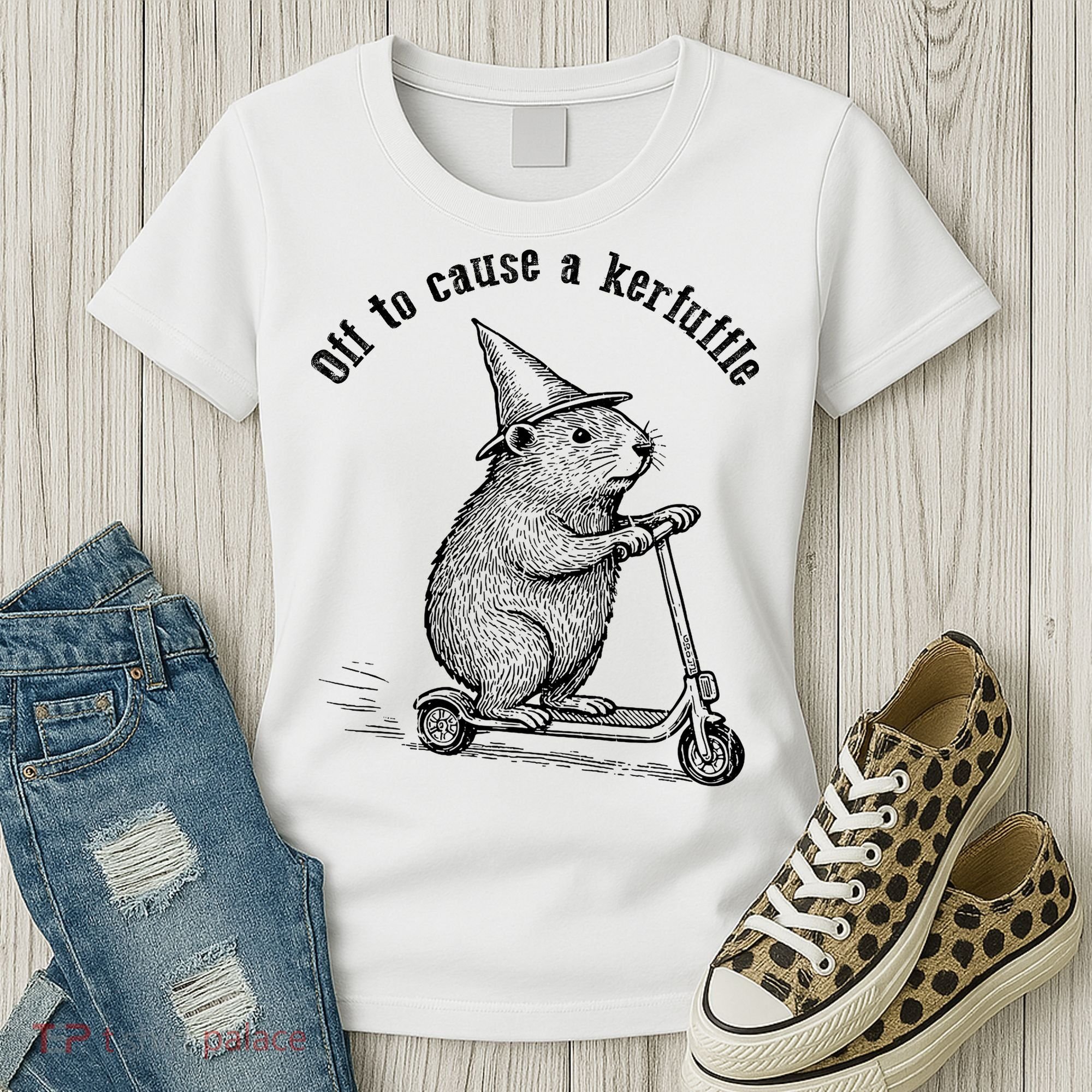 Off To Cause A Kerfuffle Capybara Scooter Chaos Women's T-Shirt