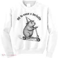 Off To Cause A Kerfuffle Capybara Scooter Chaos Kids Sweatshirt thumb 0