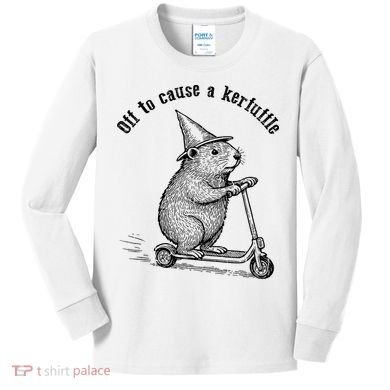 Off To Cause A Kerfuffle Capybara Scooter Chaos Kids Long Sleeve Shirt