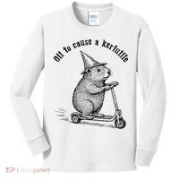 Off To Cause A Kerfuffle Capybara Scooter Chaos Kids Long Sleeve Shirt thumb 0