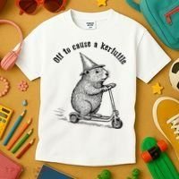 Off To Cause A Kerfuffle Capybara Scooter Chaos Kids T-Shirt thumb 3