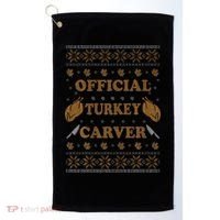 O.fficial Turkey Carver  Funny Thanksgiving Ugly Golf Towel thumb 0