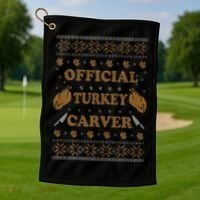 O.fficial Turkey Carver  Funny Thanksgiving Ugly Golf Towel thumb 1
