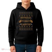 O.fficial Turkey Carver  Funny Thanksgiving Ugly Kids Hoodie thumb 4