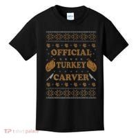 O.fficial Turkey Carver  Funny Thanksgiving Ugly Kids T-Shirt thumb 0