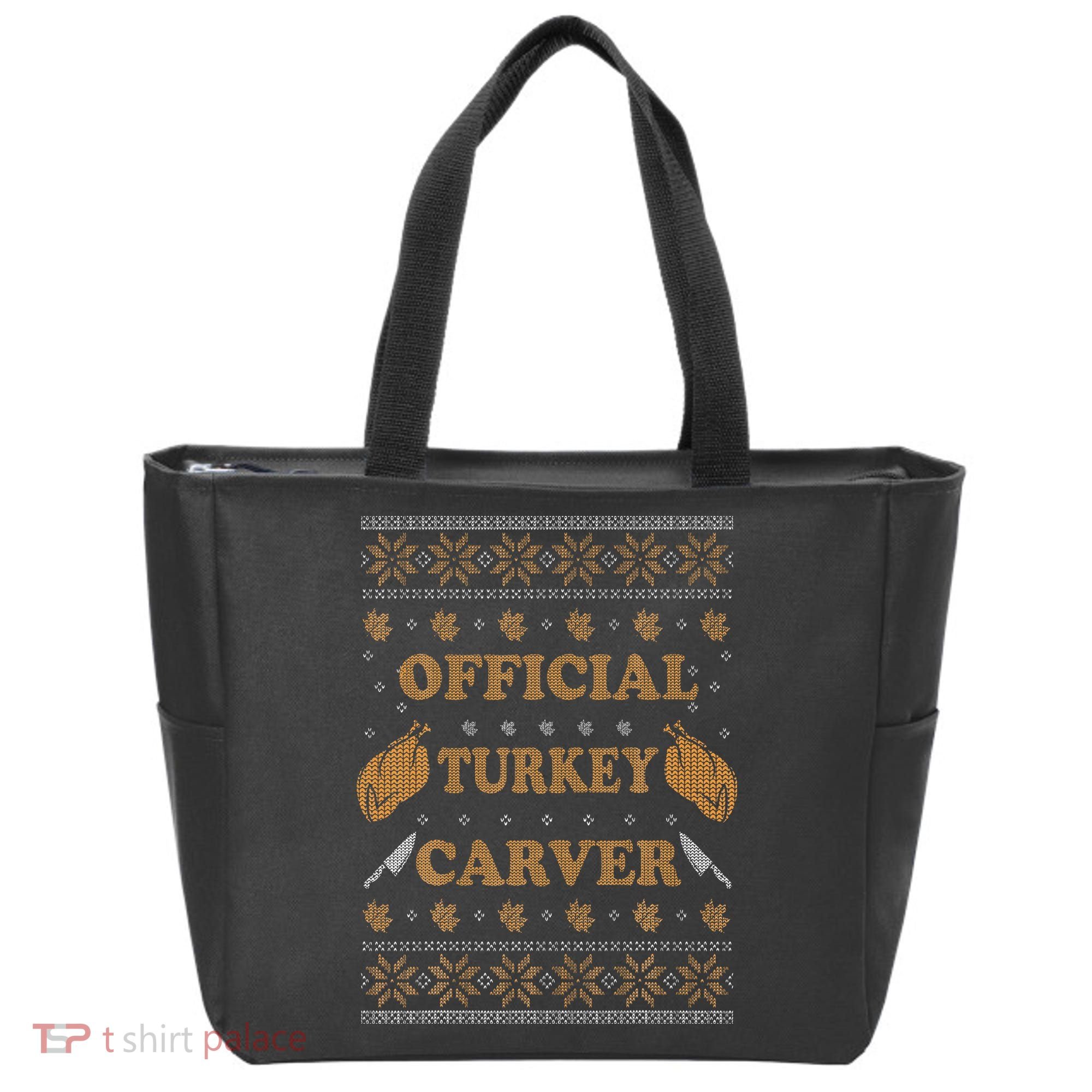 O.fficial Turkey Carver  Funny Thanksgiving Ugly Tote Bag