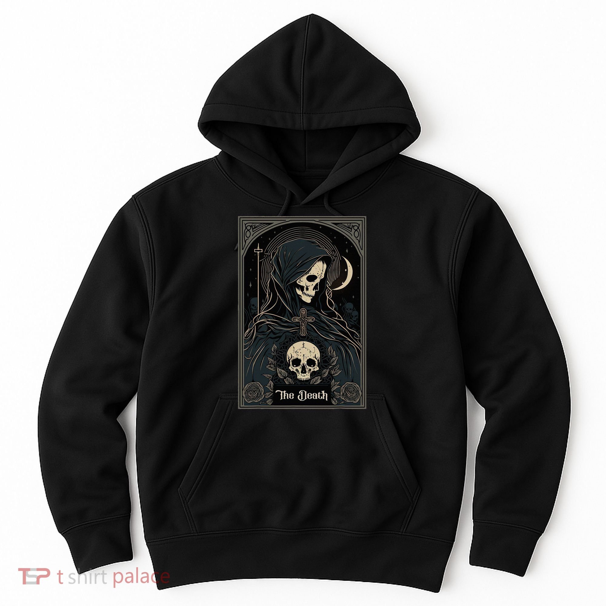 Occult Tarot Card The Death Skeleton Goth Dark Witchcraft Hoodie