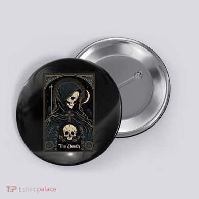 Occult Tarot Card The Death Skeleton Goth Dark Witchcraft Button