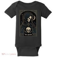 Occult Tarot Card The Death Skeleton Goth Dark Witchcraft Baby Bodysuit thumb 0