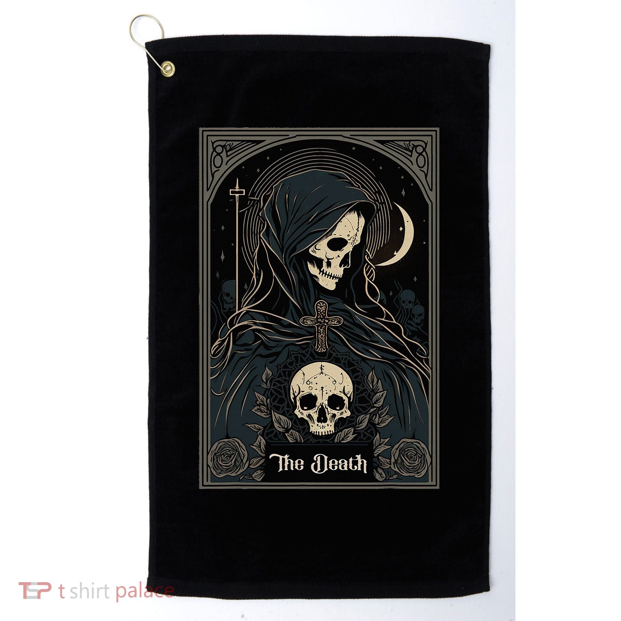 Occult Tarot Card The Death Skeleton Goth Dark Witchcraft Golf Towel