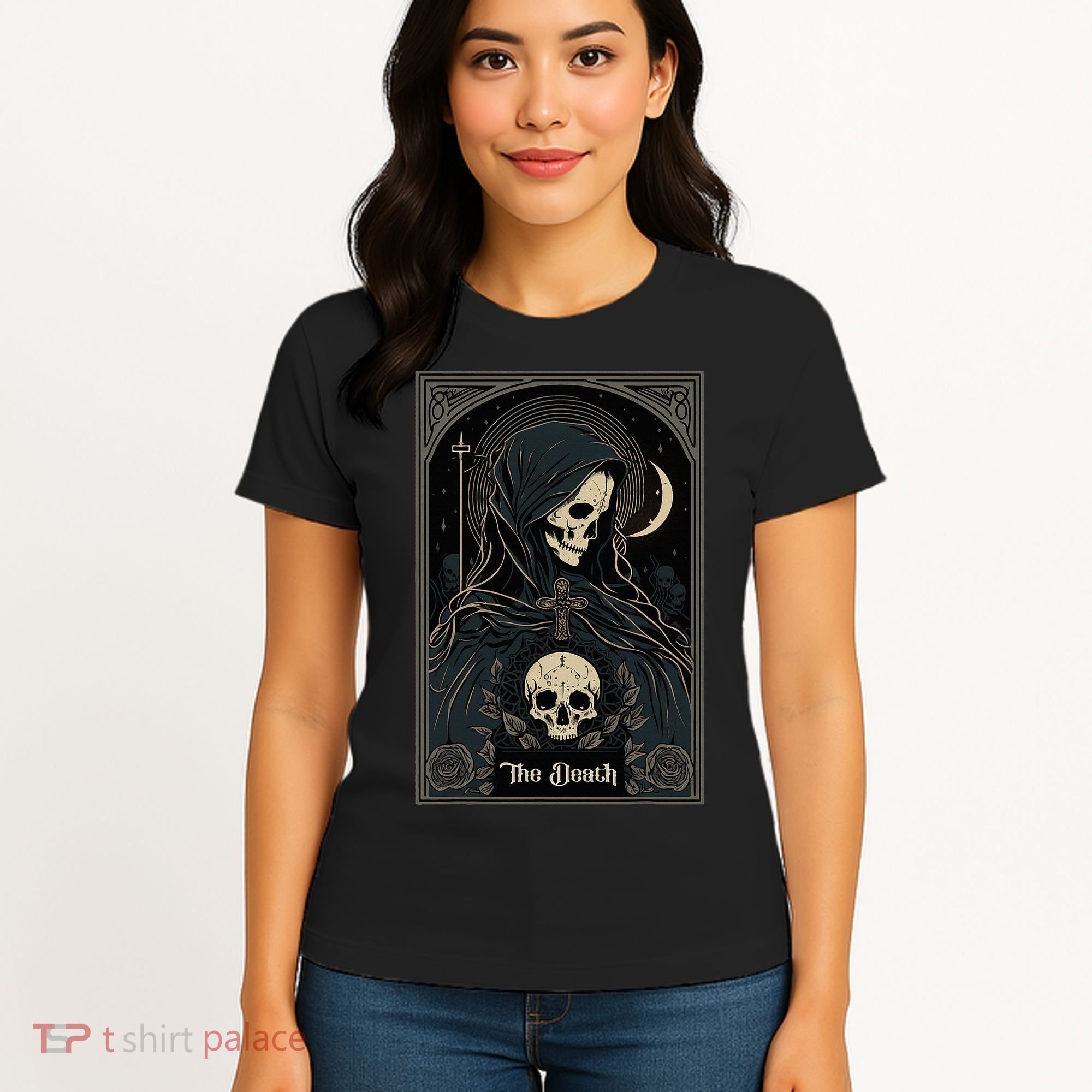 Occult Tarot Card The Death Skeleton Goth Dark Witchcraft Women's T-Shirt