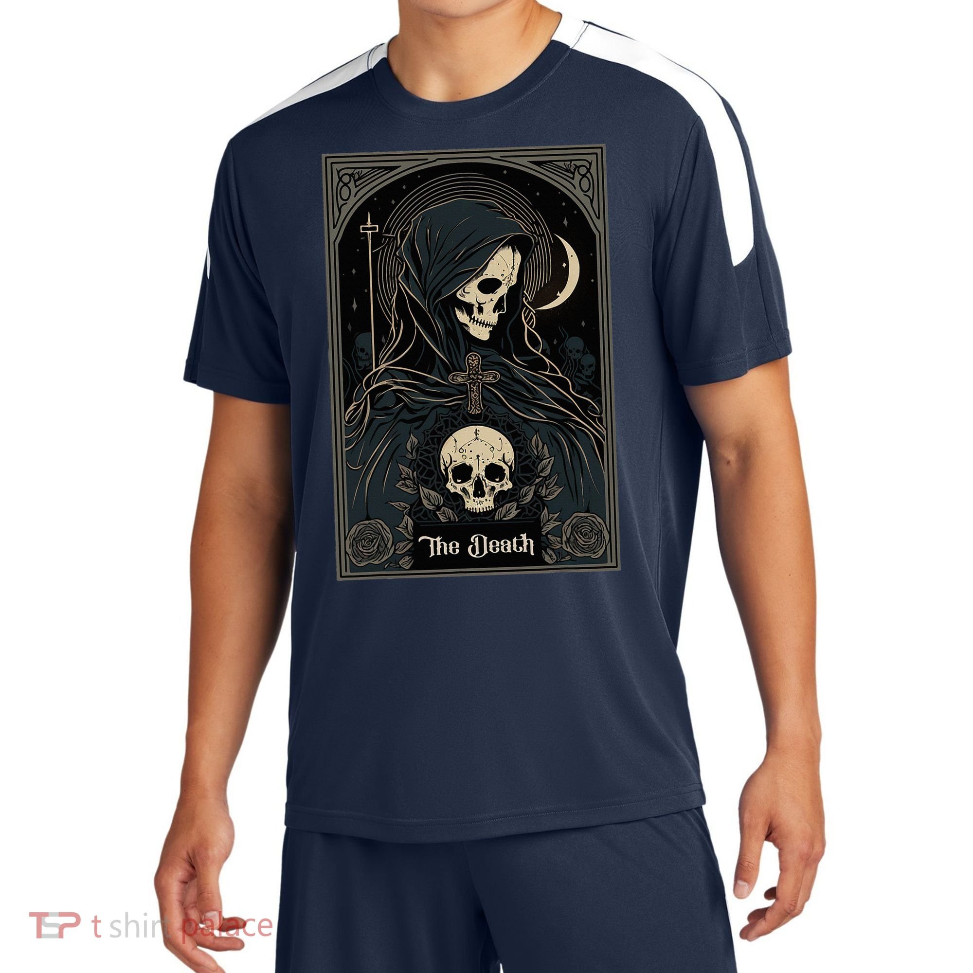 Occult Tarot Card The Death Skeleton Goth Dark Witchcraft Sport-Tek Competitor United Soccer Jersey