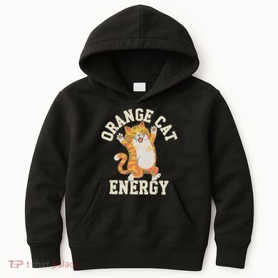 Orange Tabby Cat Orange Cat Energy Kids Hoodie