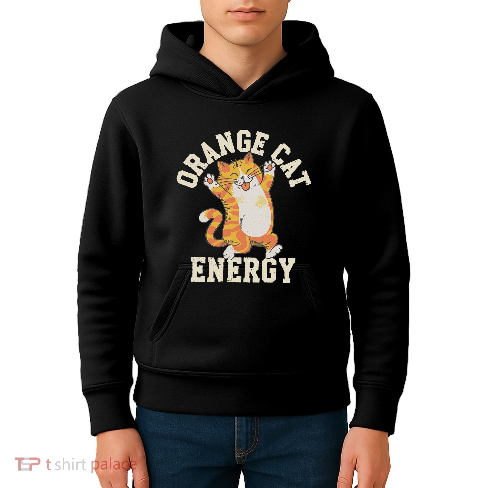 Orange Tabby Cat Orange Cat Energy Kids Hoodie