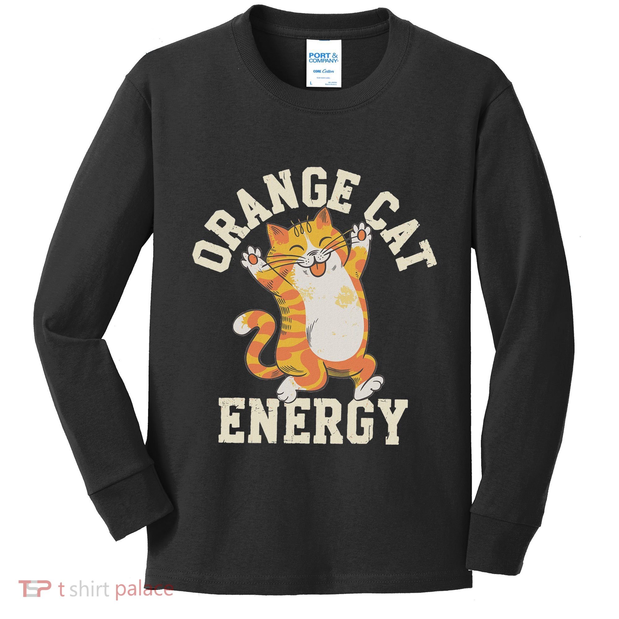 Orange Tabby Cat Orange Cat Energy Kids Long Sleeve Shirt