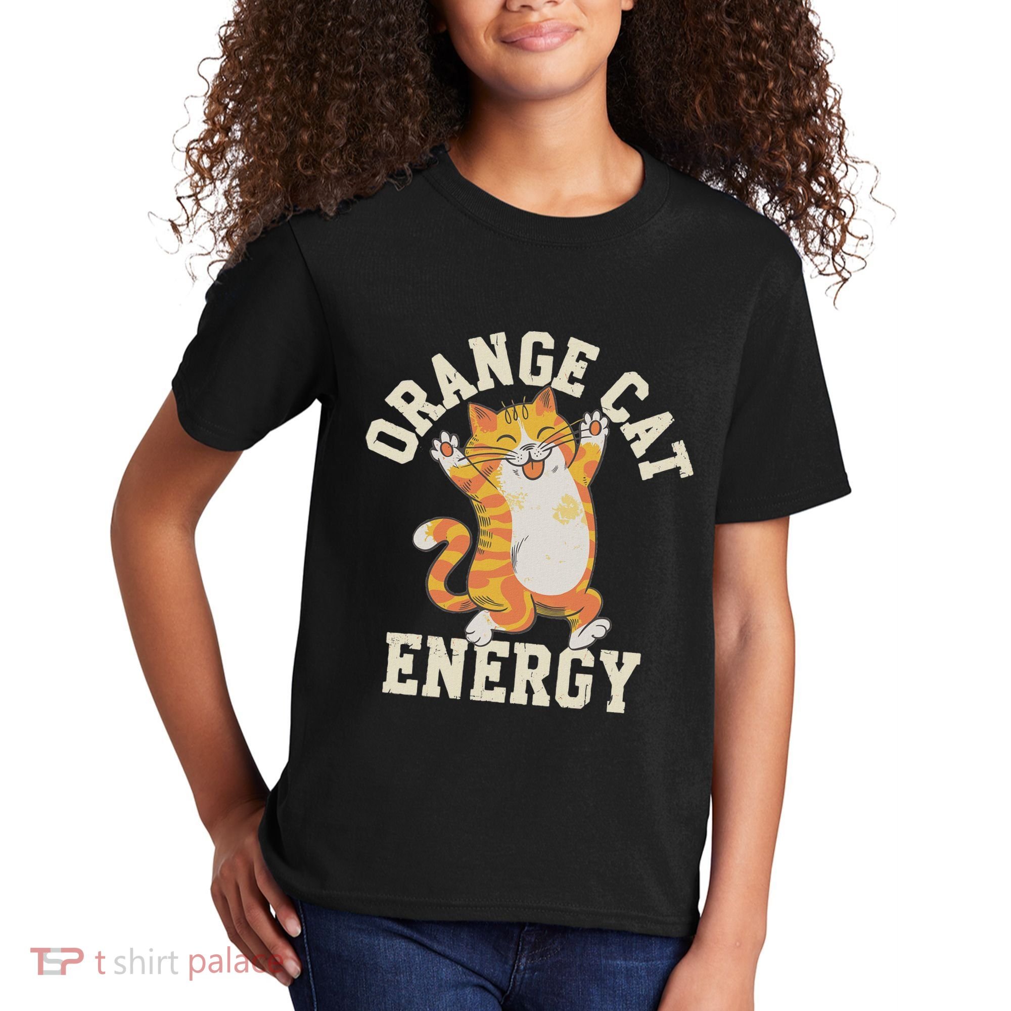 Orange Tabby Cat Orange Cat Energy Kids T-Shirt
