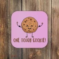 One Tough Cookie Cute Chocolate Chip Cookie With Muscles Coaster thumb 0