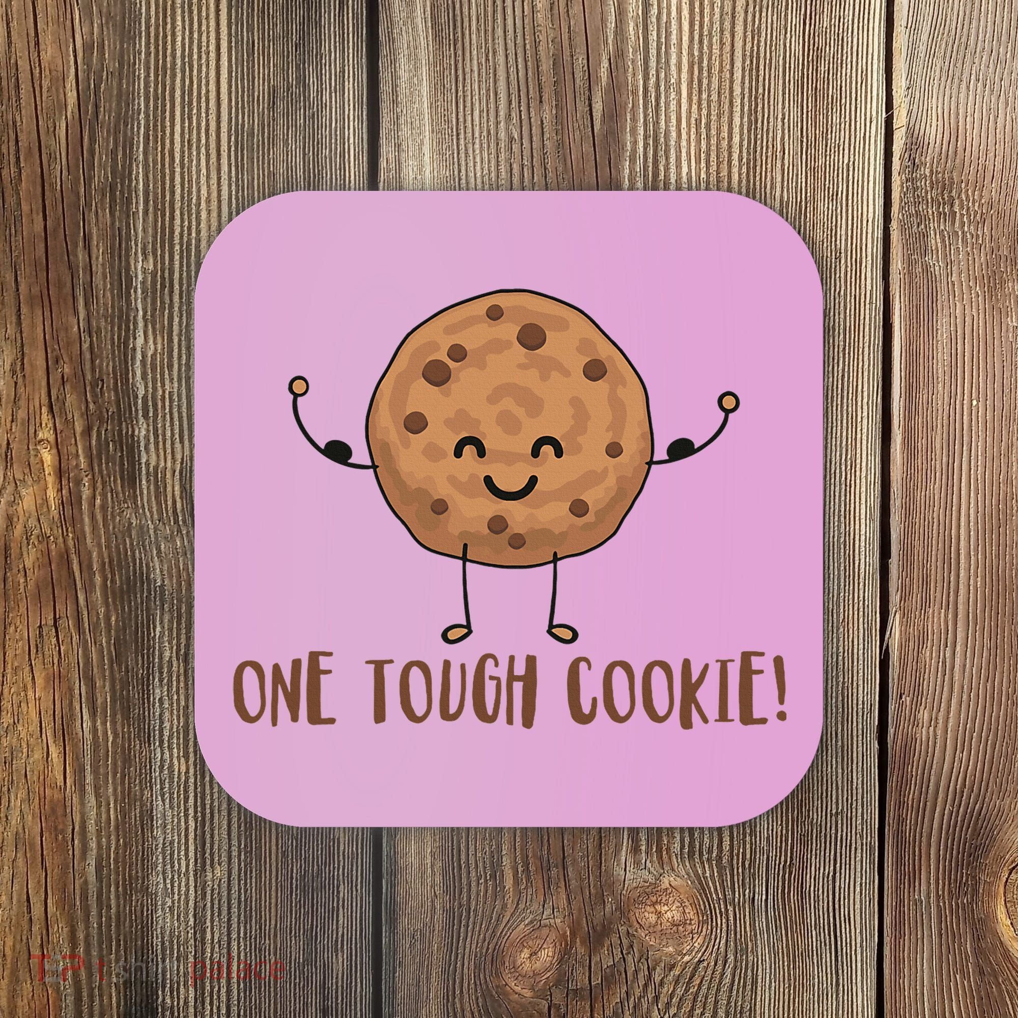 One Tough Cookie Cute Chocolate Chip Cookie With Muscles Coaster