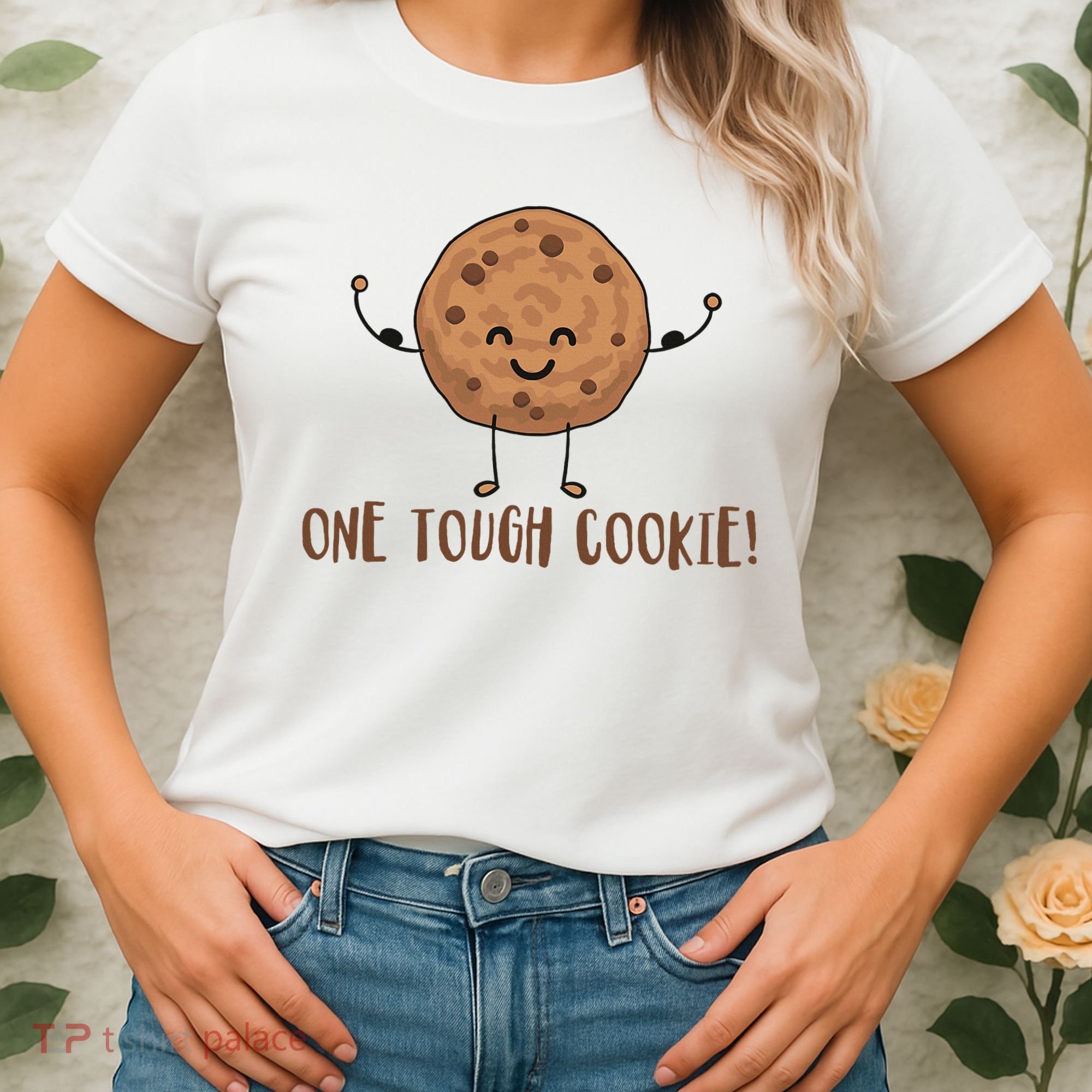 One Tough Cookie Cute Chocolate Chip Cookie With Muscles Women's T-Shirt
