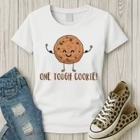 One Tough Cookie Cute Chocolate Chip Cookie With Muscles Women's T-Shirt thumb 3