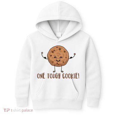 One Tough Cookie Cute Chocolate Chip Cookie With Muscles Kids Hoodie