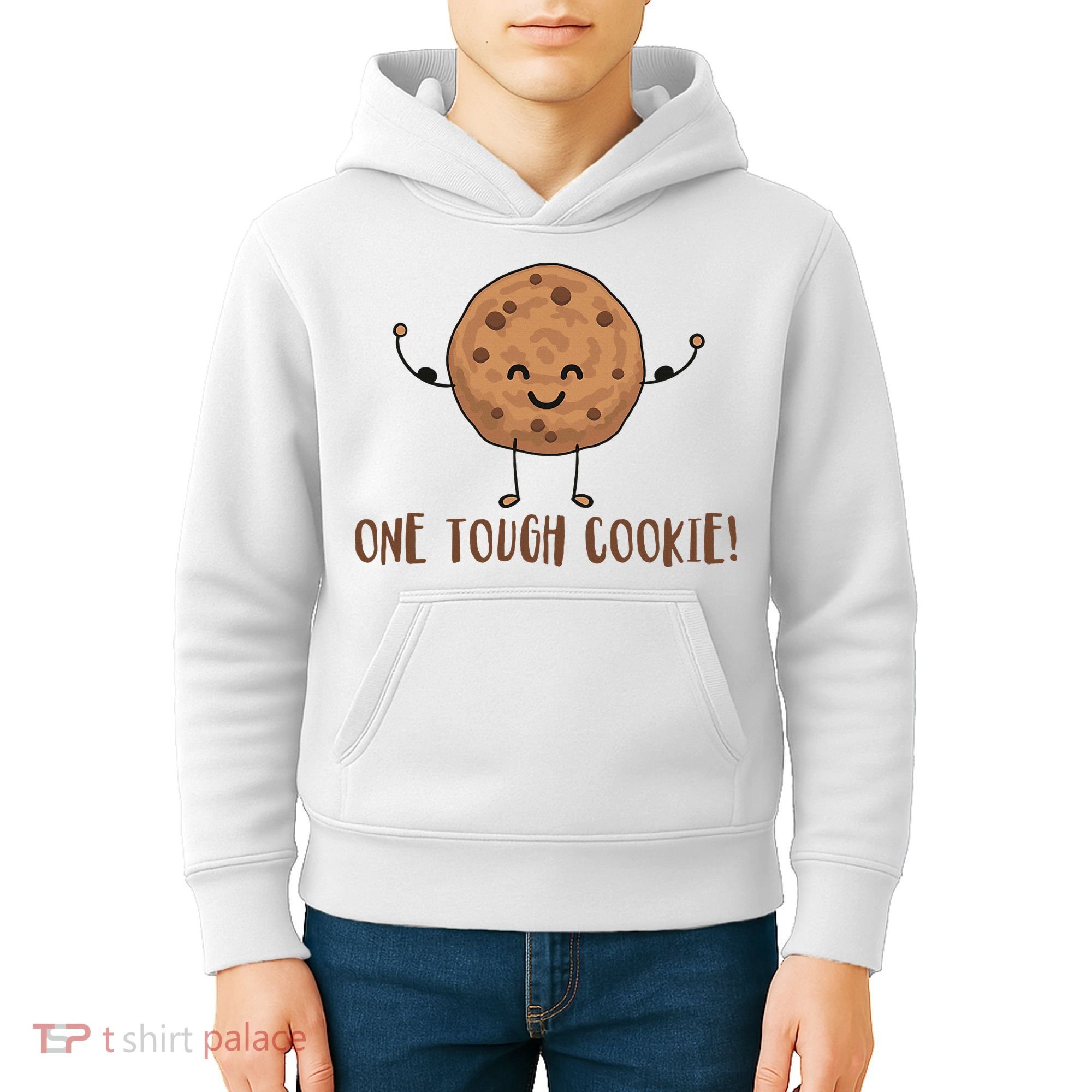 One Tough Cookie Cute Chocolate Chip Cookie With Muscles Kids Hoodie
