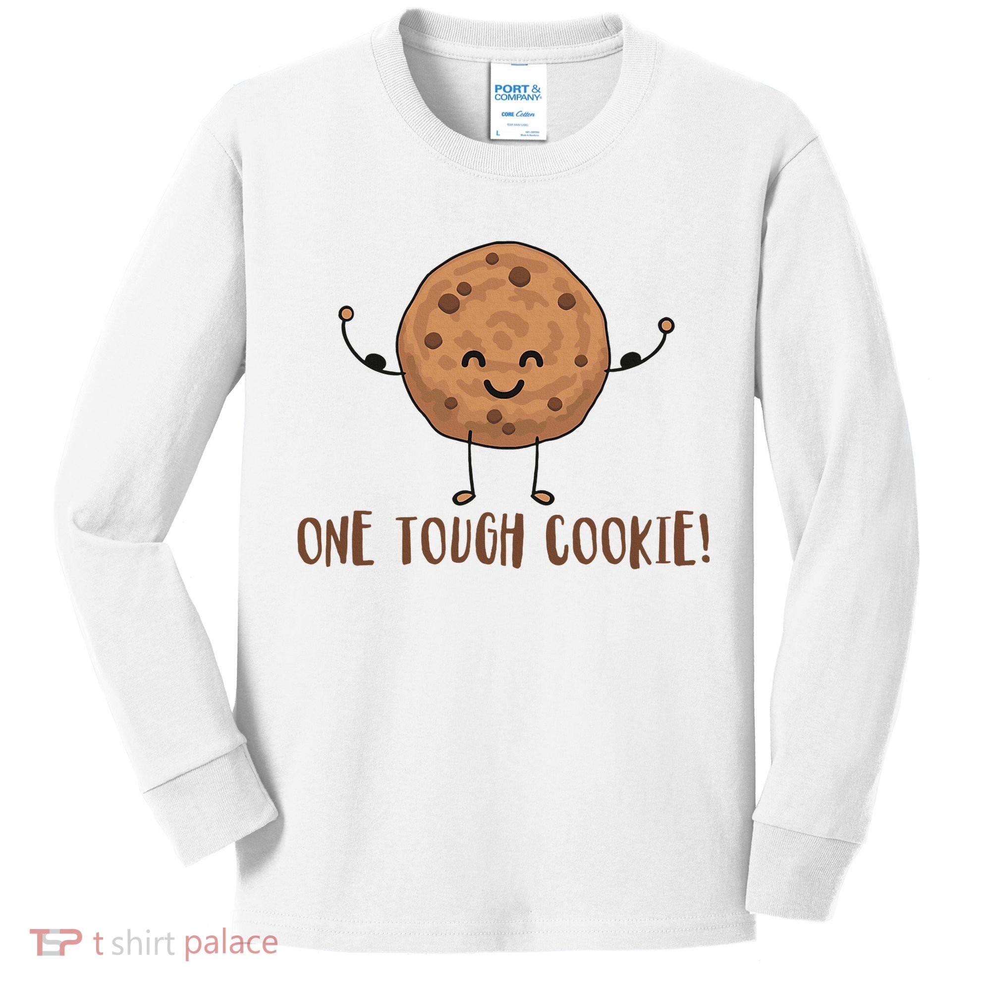 One Tough Cookie Cute Chocolate Chip Cookie With Muscles Kids Long Sleeve Shirt