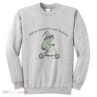 Off To Commit Tom Foolery Frog And Fun Playful Humor Tall Sweatshirt thumb 0