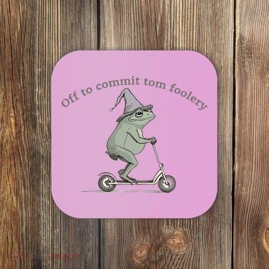 Off To Commit Tom Foolery Frog And Fun Playful Humor Coaster