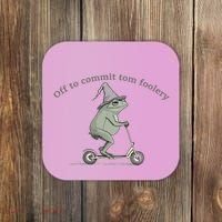 Off To Commit Tom Foolery Frog And Fun Playful Humor Coaster thumb 0