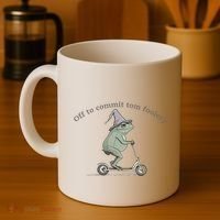 Off To Commit Tom Foolery Frog And Fun Playful Humor Coffee Mug thumb 4