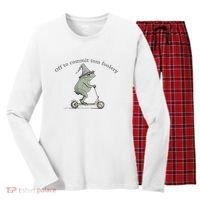Off To Commit Tom Foolery Frog And Fun Playful Humor Women's Long Sleeve Flannel Pajama Set  thumb 0