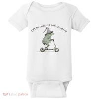 Off To Commit Tom Foolery Frog And Fun Playful Humor Baby Bodysuit thumb 0