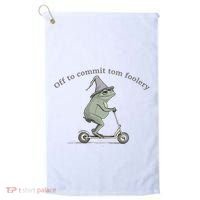 Off To Commit Tom Foolery Frog And Fun Playful Humor Golf Towel thumb 0