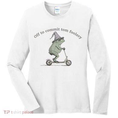 Off To Commit Tom Foolery Frog And Fun Playful Humor Women's Long Sleeve Shirt