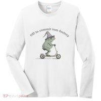 Off To Commit Tom Foolery Frog And Fun Playful Humor Women's Long Sleeve Shirt thumb 0