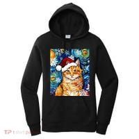 Orange Tabby Cat Santa Starry Night Christmas Art By Aja Funny Gift Women's Hoodie thumb 0