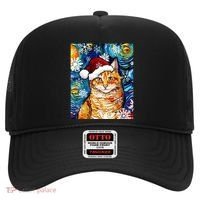 Orange Tabby Cat Santa Starry Night Christmas Art By Aja Funny Gift Hat thumb 0
